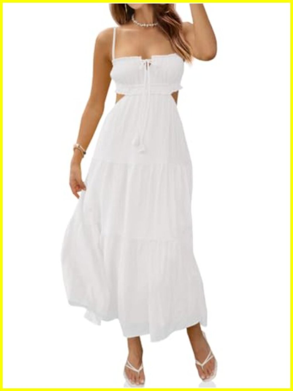 Women's Spaghetti Strap Maxi Dress Backless Cut Out Sleeveless Flowy 100%